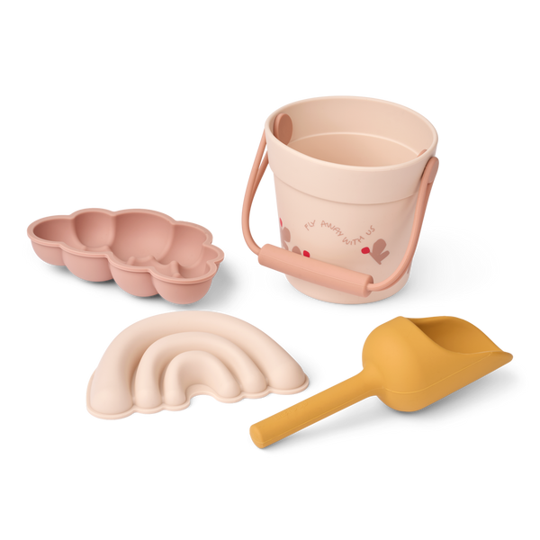 Kit Butterfly Beach Bucket, Spade, Moulds Mini Set (Apple Blossom)