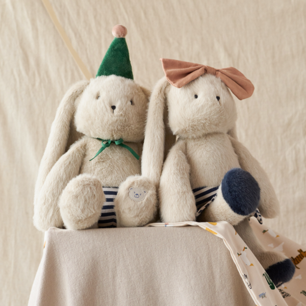 Bertrand Celebration Plush Rabbit Teddy (Mist/Blue Stripe Mix)
