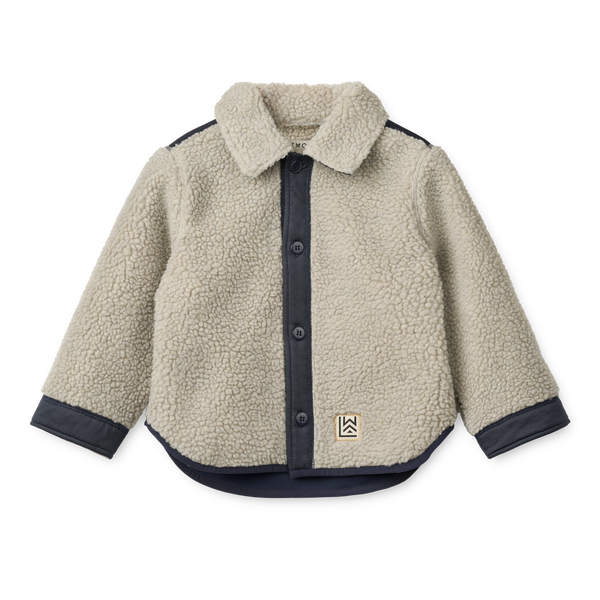 Elian Pile Teddy Fleece Overshirt Jacket (Mist/Classic Navy)