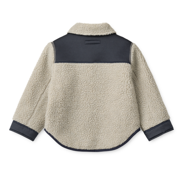 Elian Pile Teddy Fleece Overshirt Jacket (Mist/Classic Navy)