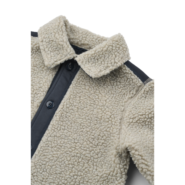 Elian Pile Teddy Fleece Overshirt Jacket (Mist/Classic Navy)
