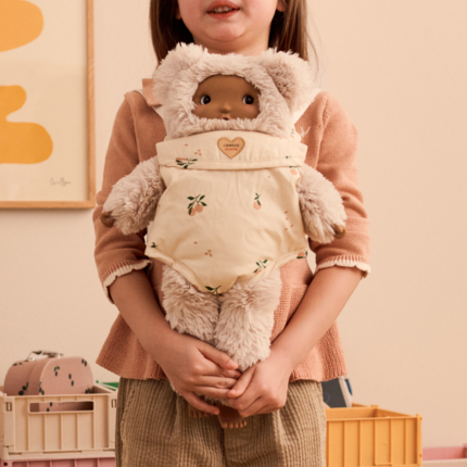 Eleanor Peach Print Quilted Dolls Sling Carrier (Seashell)
