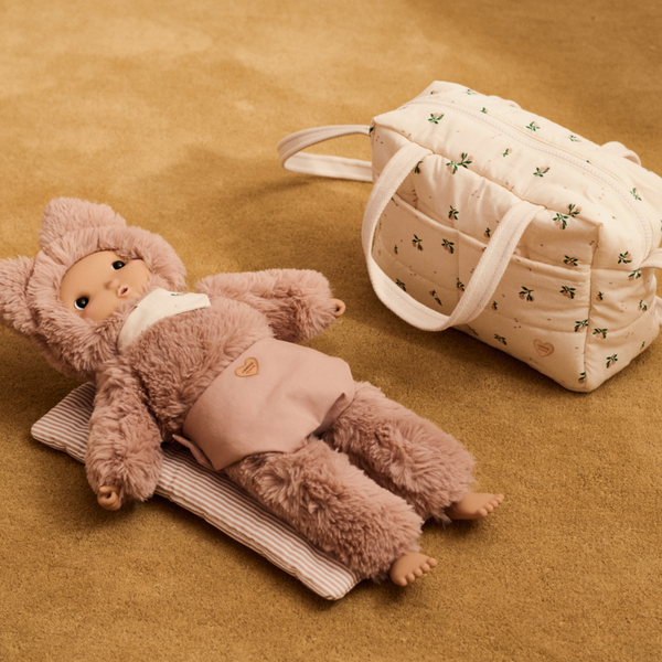 Neoma Peach Print Doll Changing Bag and Nursery Kit (Pale Tuscany Mix)