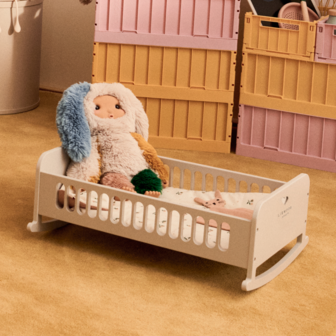 Hennie Mini Wooden Rocking Dolls Bed (Sandy)
