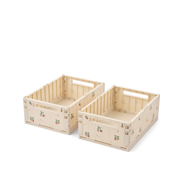 Weston Peach Print Medium Storage Boxes Set of 2 (Sea Shell)