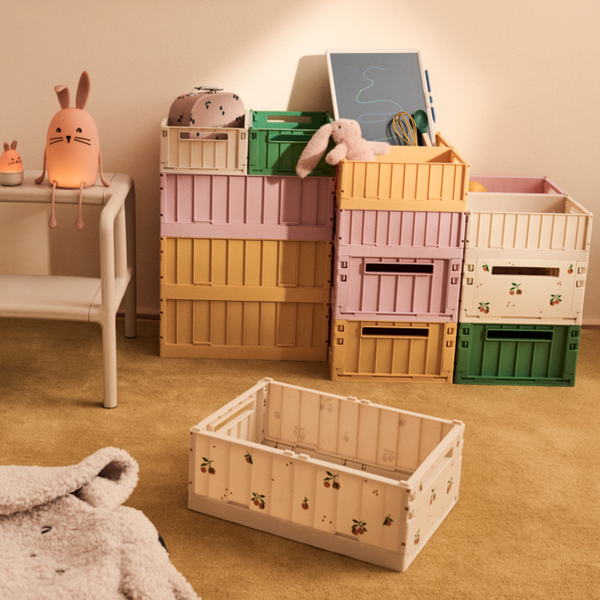 Weston Peach Print Medium Storage Boxes Set of 2 (Sea Shell)