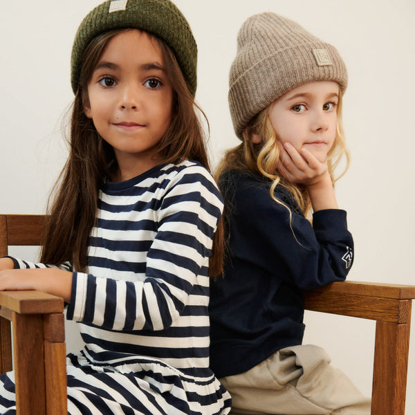Emilio Woollen Ribbed Knit Beanie (Oat Melange)