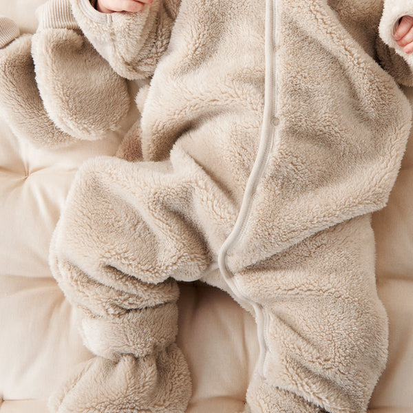 Bailey Baby Pile Plush Onesie (Sandy)