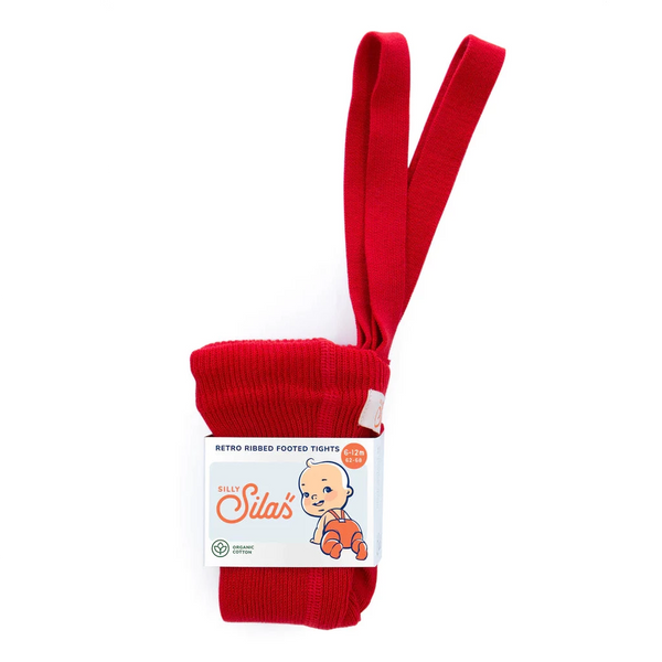 Silly Silas Unisex Rib Tights with Braces (Love Red)