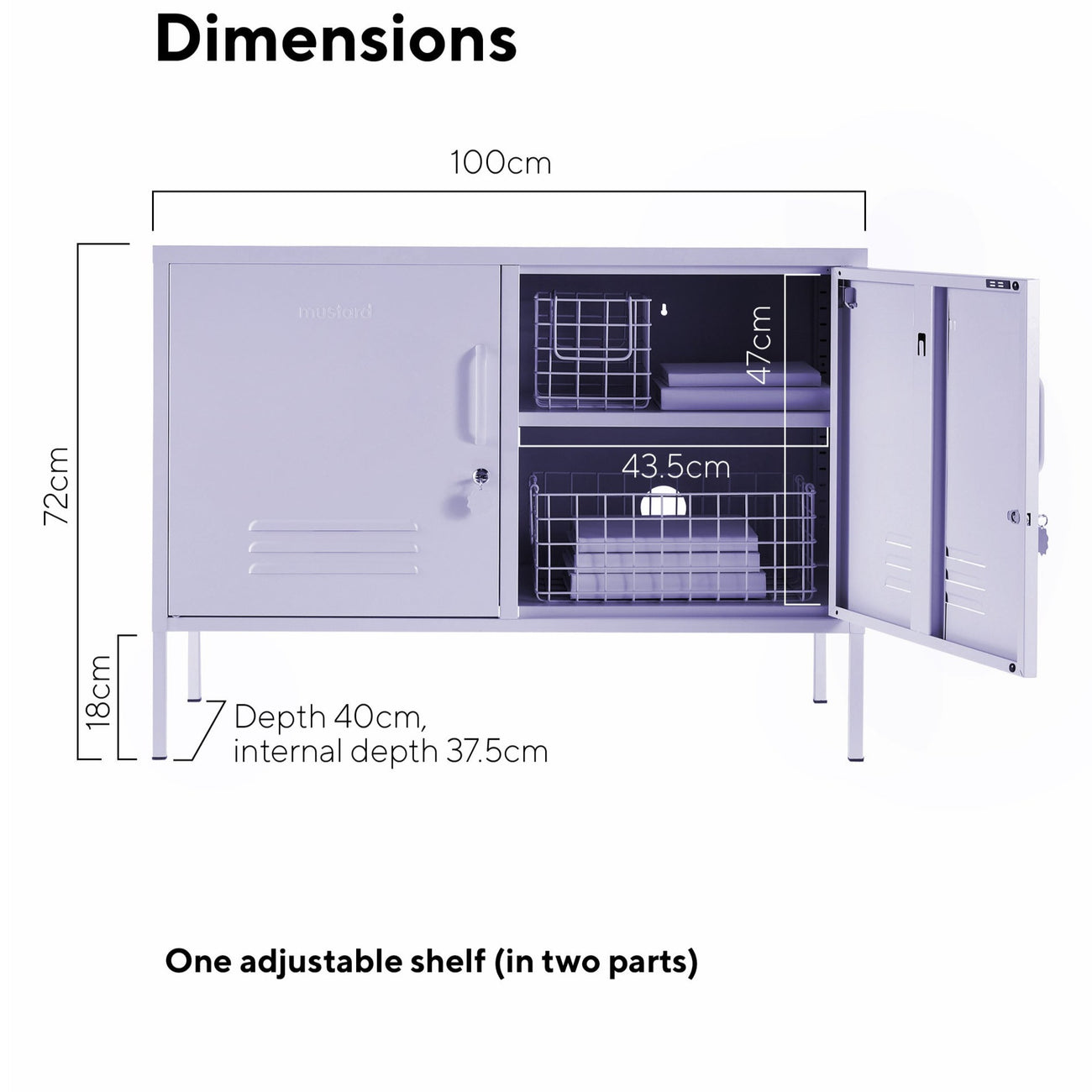 The Lowdown Double Door Locker Cabinet Lilac - Mustard Made