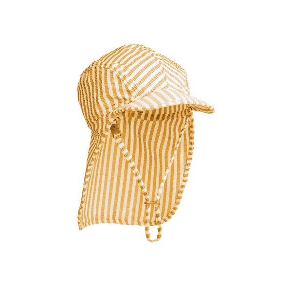 Lusio Seersucker Pinstripe Sun and Neck Hat (Yellow Mellow)