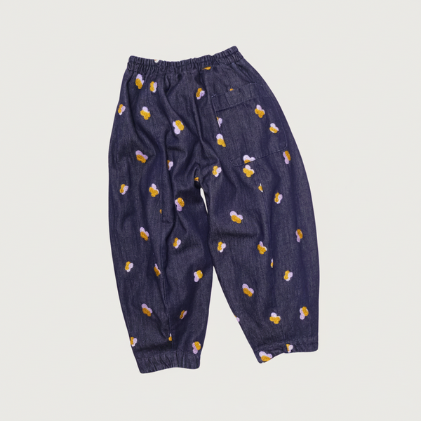 Manu Embroidered Denim Barrel Leg Trousers