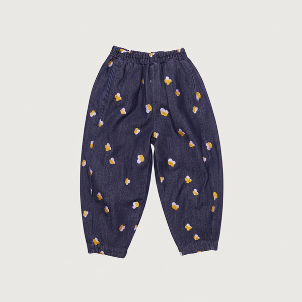 Manu Embroidered Denim Barrel Leg Trousers