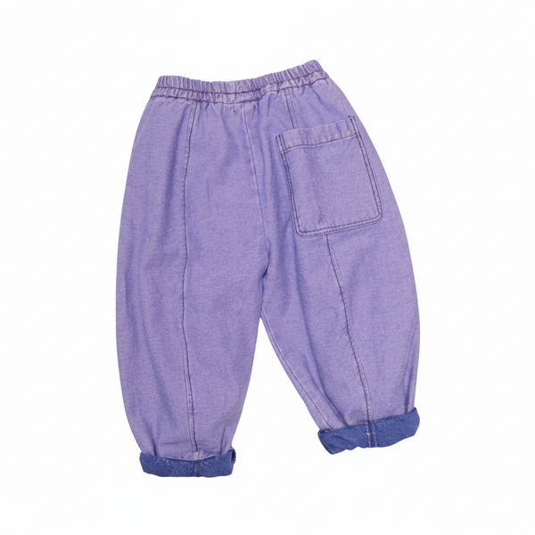 Manu Overdye Denim Barrel Leg Trousers (Lilac)