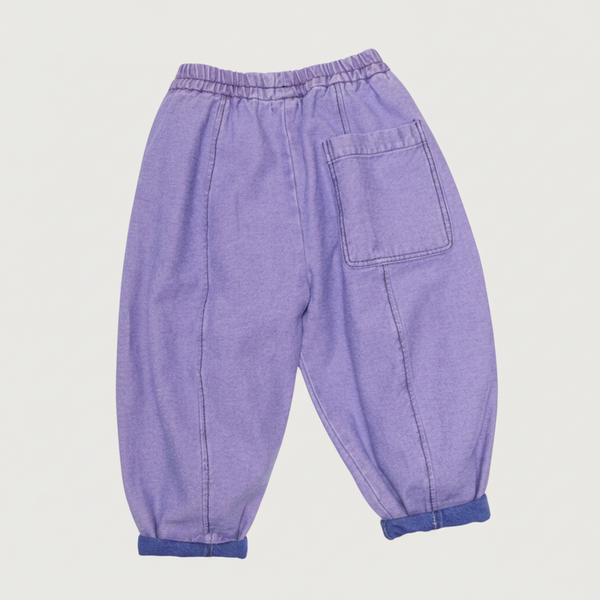 Manu Overdye Denim Barrel Leg Trousers (Lilac)