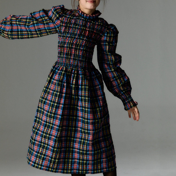 Mars Ruffle Collared Tartan Dress