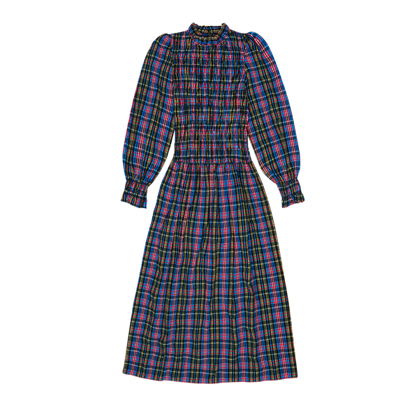 WOMENS Mars Ruffle Collar Tartan Check Midi Dress