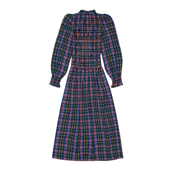 WOMENS Mars Ruffle Collar Tartan Check Midi Dress