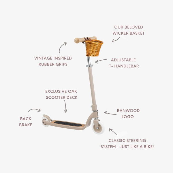 Banwood Kids Maxi Scooter with Basket (Beige)