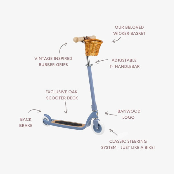 Banwood Kids Maxi Scooter with Basket (Blue)