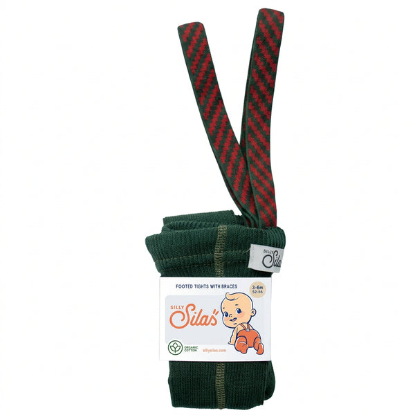 Silly Silas Festive Tights with Braces (Dark Forest Green)
