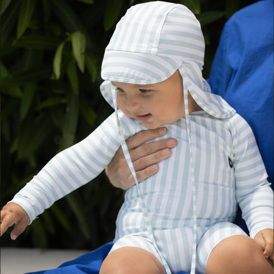 Migjorn Striped Long Sleeve Swim Jumpsuit (Green)