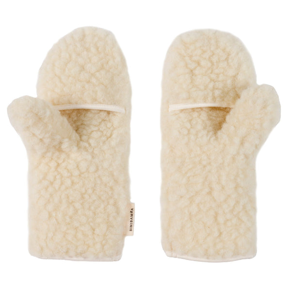 Mama Merino Wool Fingerless Mittens (Milk)