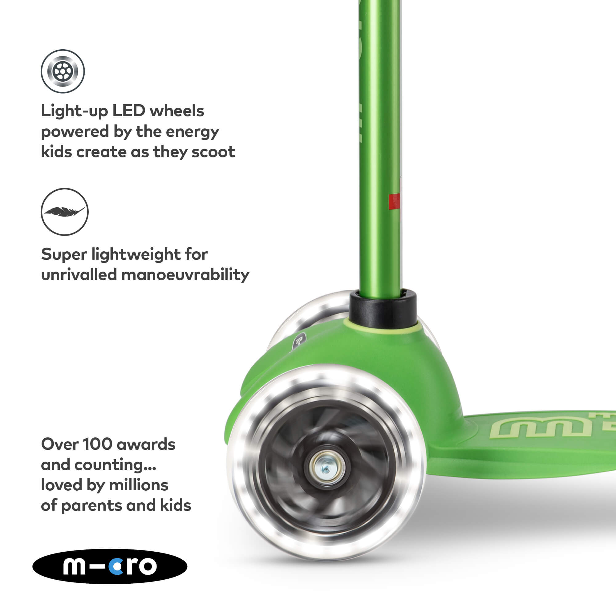 Mini Micro Deluxe Scooter with 3 LED Wheels-Micro Scooter
