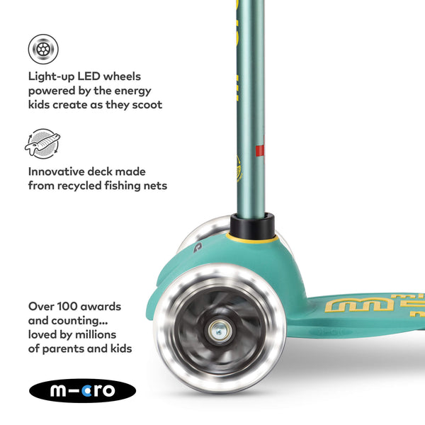 Mini Micro Deluxe ECO Scooter with 3 LED Wheels (Mint)