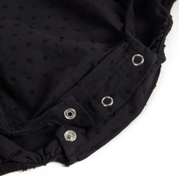 Embroidered Poplin Spot Contrast Collar Baby Romper