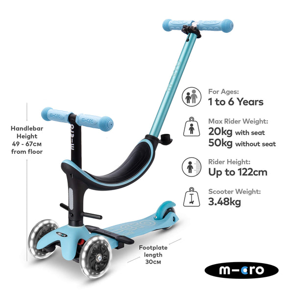 Mini Micro 4 in 1 Deluxe Scooter with LED Wheels (Blue)