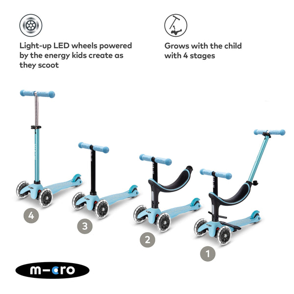 Mini Micro 4 in 1 Deluxe Scooter with LED Wheels (Blue)