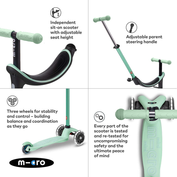 Mini Micro 4 in 1 Deluxe Scooter with LED Wheels (Mint)