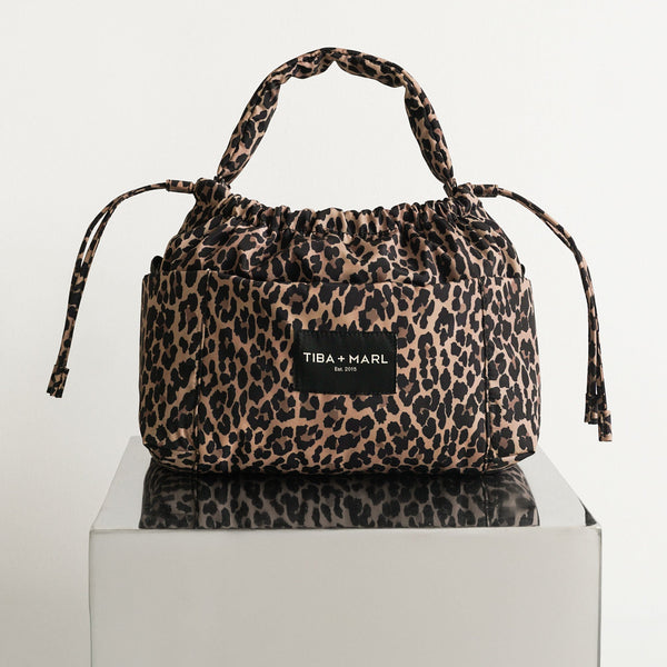 Mini Luna Drawstring Stroller Bag (Leopard Print)