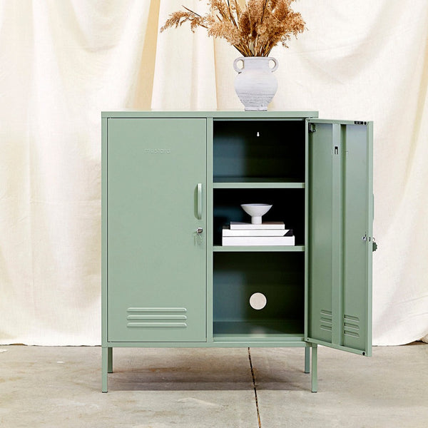 The Midi Double Door Locker Cabinet (Sage)