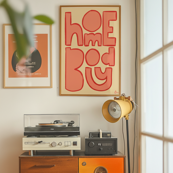 'Homebody' Orange Typographic Wall Art Print
