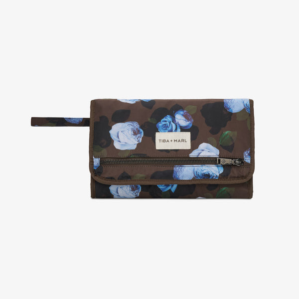 Etta Fold-Away Changing Mat Clutch (Brown Modern Floral Print)