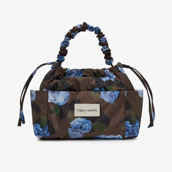 Mini Luna Drawstring Stroller Bag (Brown Floral Print)