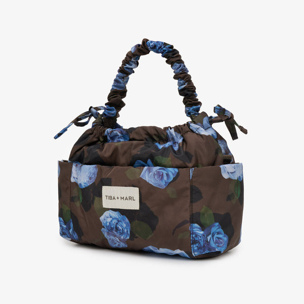 Mini Luna Drawstring Stroller Bag (Brown Floral Print)
