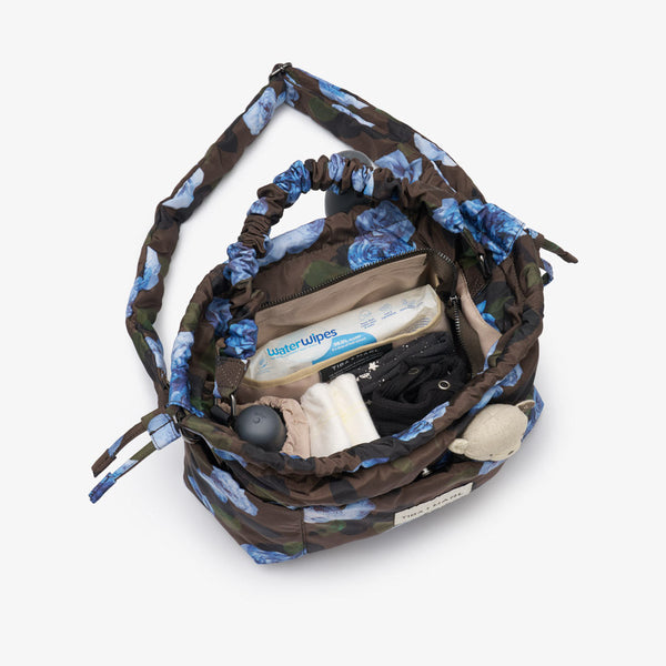 Mini Luna Drawstring Stroller Bag (Brown Floral Print)