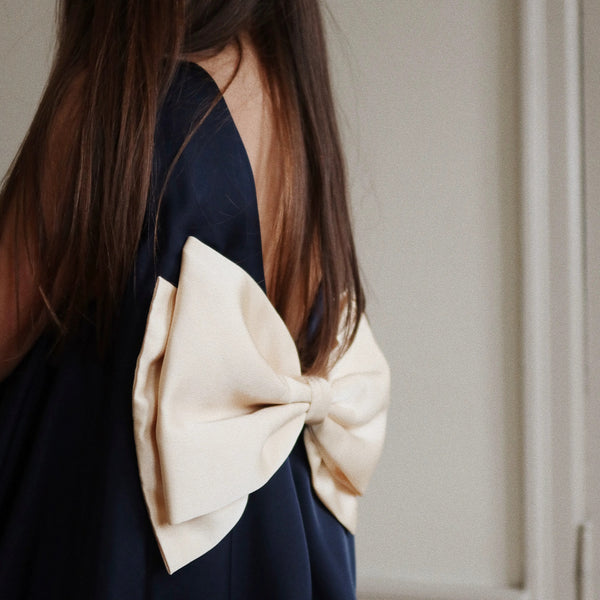 Sheena Dress with Bow (Navy)