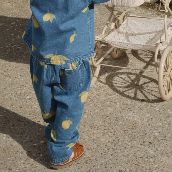 Magot Lemon Print Cotton Denim Pants (Lemon Denim)