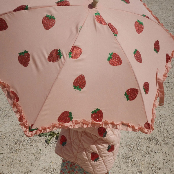 Strawberry Print Frilled Umbrella with Handle