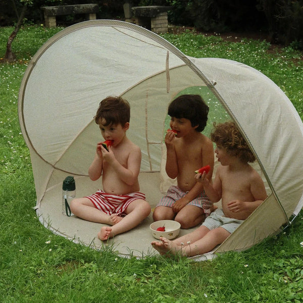 Striped Beach Tent Pop Up Anti UV 50+ (Tea Stripe)