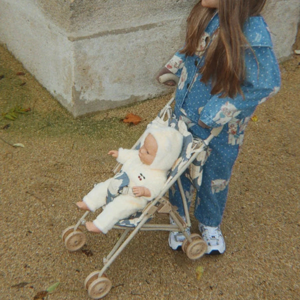 Swan Print Cotton Quilted Dolls Stroller