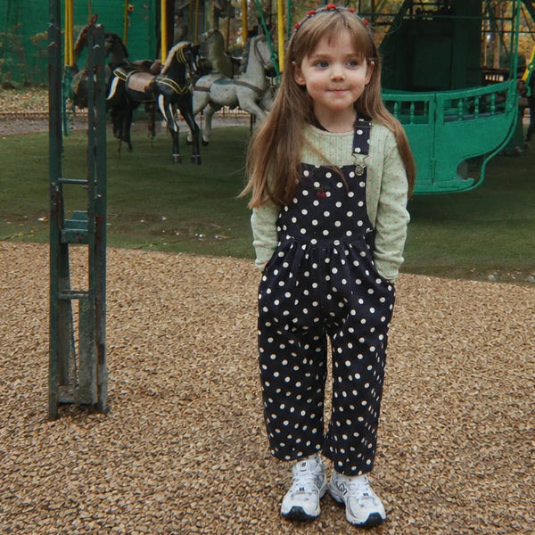 Nola Polkadot Classic Denim Dungarees (Dot Nuit)
