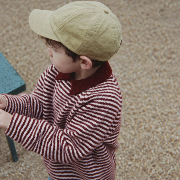Pipo Wool Mix Knitted Collared Polo Sweatshirt (Mahogany Stripe)