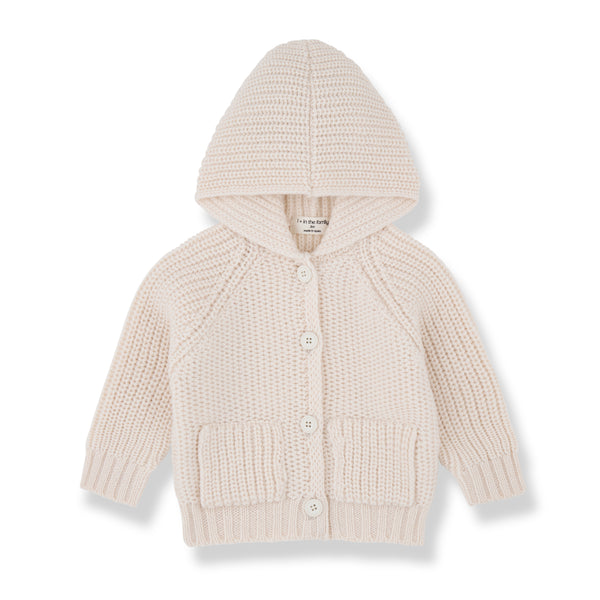 Morten Merino Wool Hooded Baby Cardigan Jacket (Ecru)