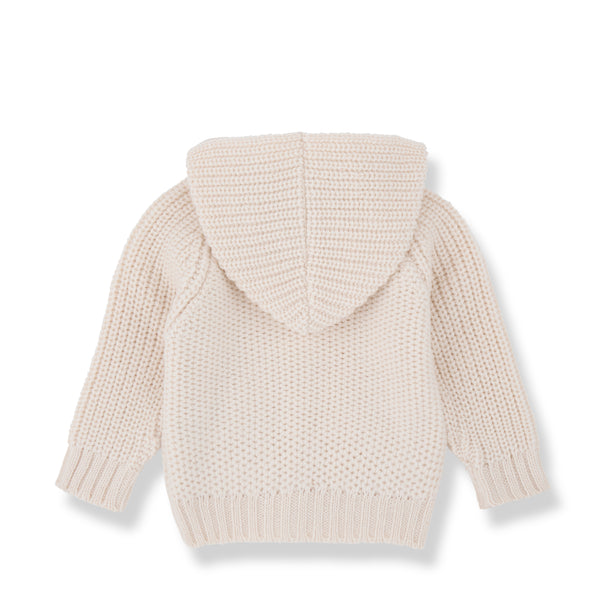 Morten Merino Wool Hooded Baby Cardigan Jacket (Ecru)