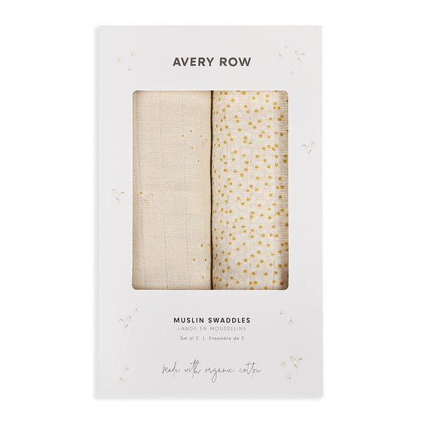 Organic Cotton Baby Muslin Swaddles Set of 2 (Wild Chamomile/Daisy Meadow)